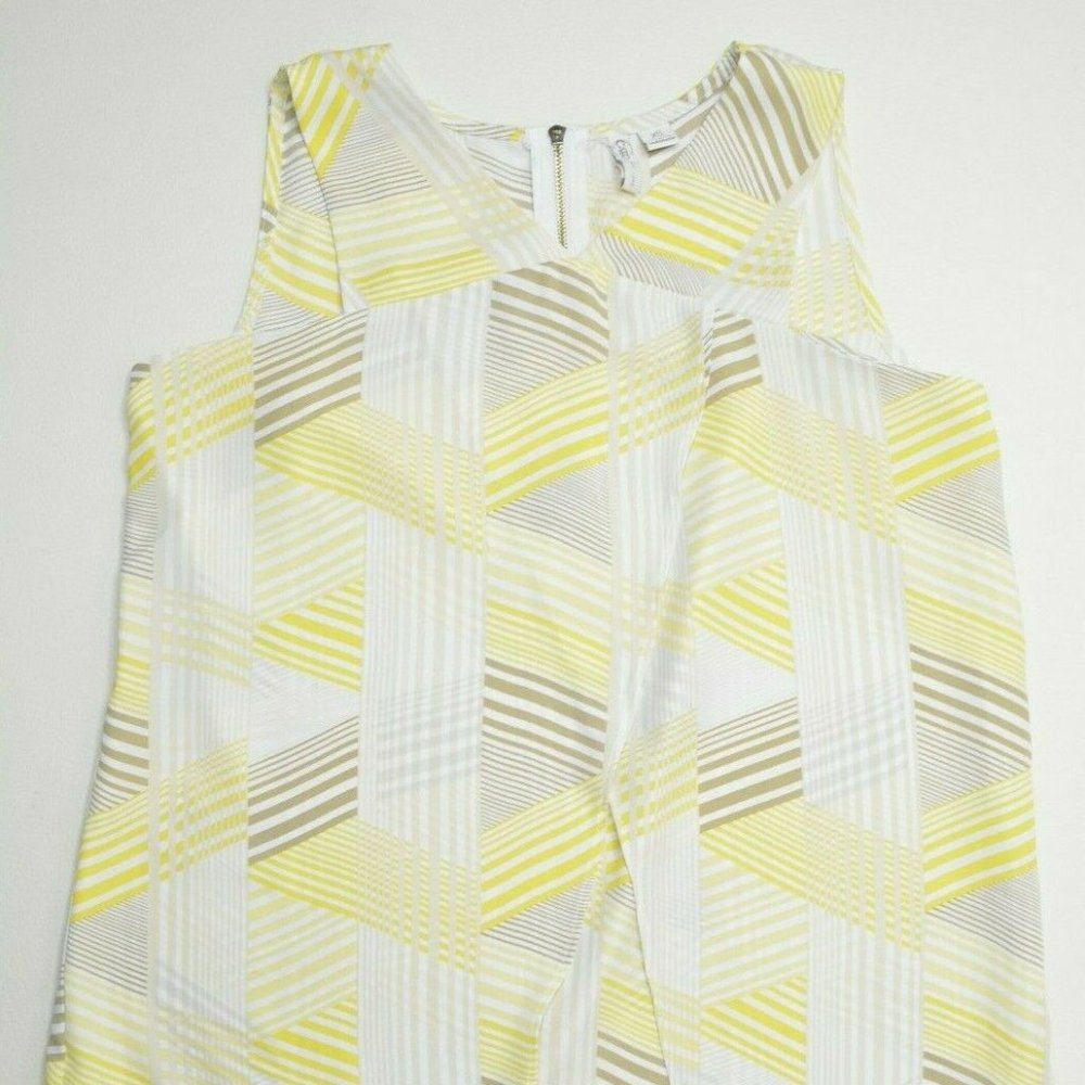CATO Size XS Womens WRAP Front TAN Yellow WHITE Asymmetrical SLEEVELESS Tank TOP